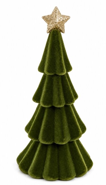 2er Set Weihnachtsfiguren aus Samt Hirsch &amp; Tanne in Gr&uuml;n
