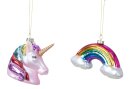 Christbaumschmuckset Einhorn &amp; Regenbogen 2-tlg.