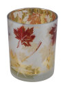 2er Set Windlichter aus Glas mit Herbstlaub-Dekor