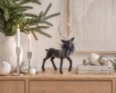 Dekofigur Hirsch aus Samt in Grau H 26 cm