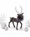 Dekofigur Hirsch aus Samt in Grau H 26 cm