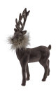 Dekofigur Hirsch aus Samt in Grau H 28,5 cm