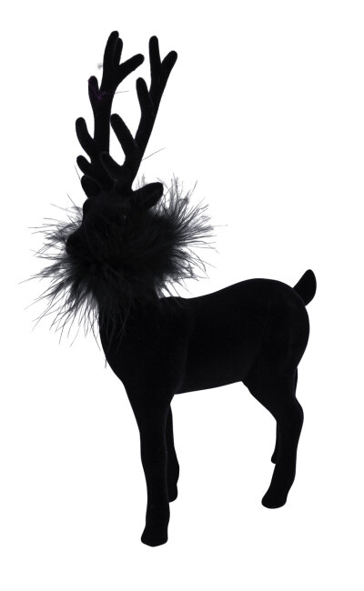 Dekofigur Hirsch aus Samt in Schwarz H 28,5 cm