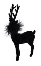 Dekofigur Hirsch aus Samt in Schwarz H 28,5 cm