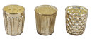 3er Set Windlichter aus Glas in Gold