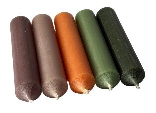 25 kurze Stabkerzen Natur-Mix durchgef&auml;rbt 10cm &Oslash; 2,2cm