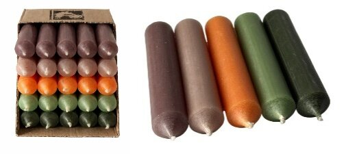 25 kurze Stabkerzen Natur-Mix durchgef&auml;rbt 10cm &Oslash; 2,2cm