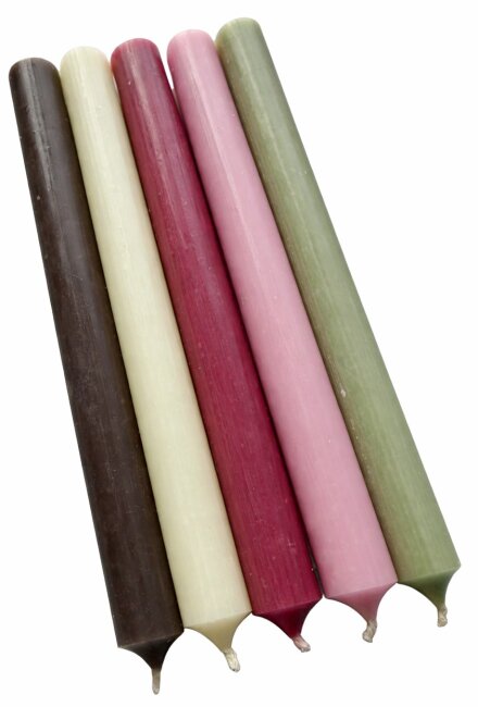 Lange Stabkerzen Farbmix Soft Summer durchgef&auml;rbt 25cm &Oslash; 2,2 cm 25 St&uuml;ck