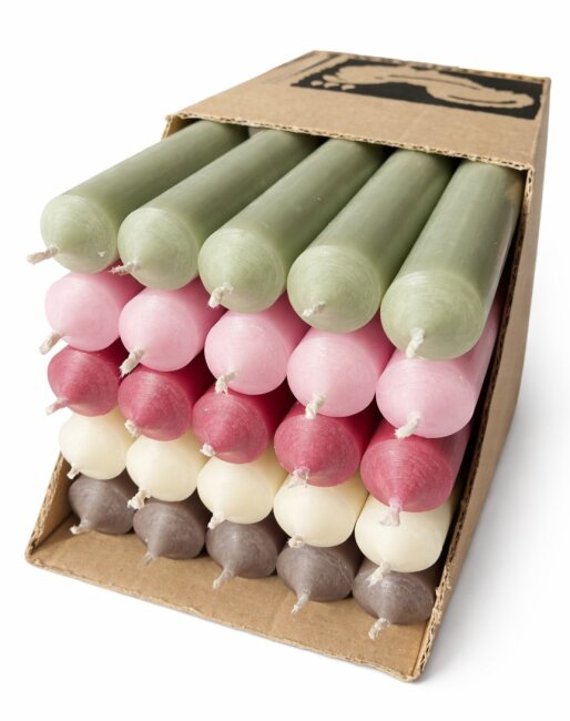 Lange Stabkerzen Farbmix Soft Summer durchgef&auml;rbt 25cm &Oslash; 2,2 cm 25 St&uuml;ck