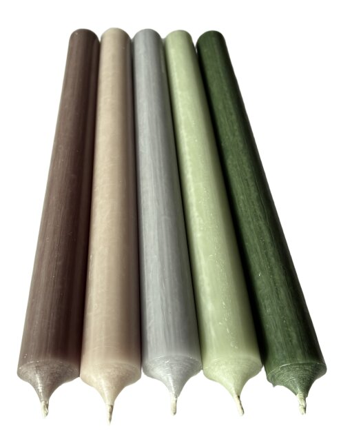 Lange Stabkerzen Farbmix  Pure Nature durchgef&auml;rbt 25cm &Oslash; 2,2 cm 25 St&uuml;ck