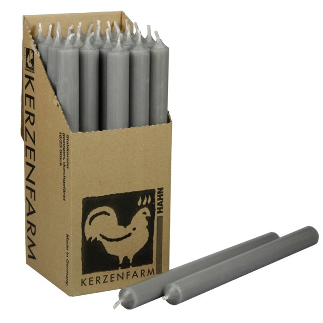 Stabkerzen extra lang grau 10 St&uuml;ck L&auml;nge 25cm