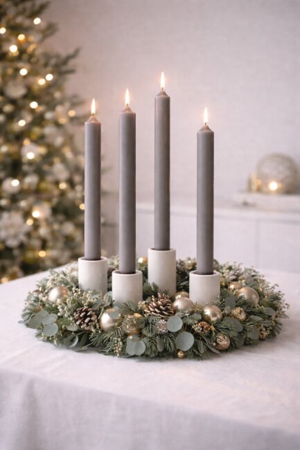 Stabkerzen extra lang grau 10 St&uuml;ck L&auml;nge 25cm