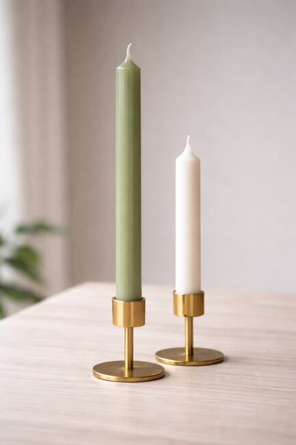 Stabkerzen extra lang salbei gr&uuml;n 10 St&uuml;ck L&auml;nge 25cm