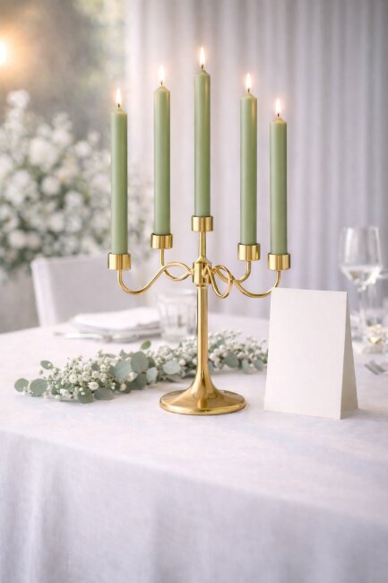 Stabkerzen extra lang salbei gr&uuml;n 10 St&uuml;ck L&auml;nge 25cm