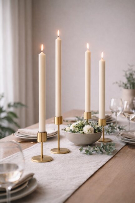 Stabkerzen extra lang creme elfenbein 10 St&uuml;ck L&auml;nge 25cm