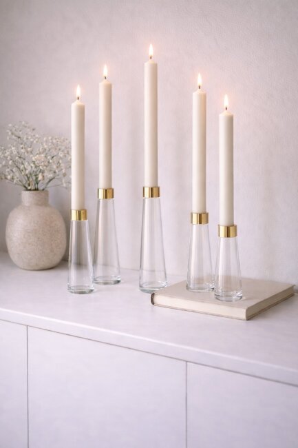 Stabkerzen extra lang creme elfenbein 10 St&uuml;ck L&auml;nge 25cm