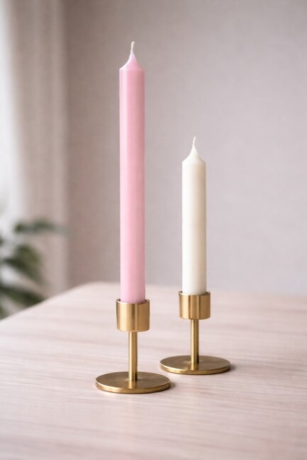 Stabkerzen extra lang pastell rosa 10 St&uuml;ck L&auml;nge 25cm