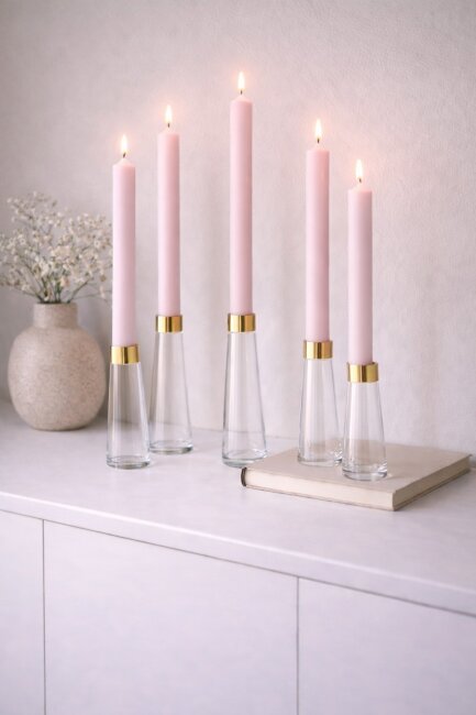 Stabkerzen extra lang pastell rosa 10 St&uuml;ck L&auml;nge 25cm