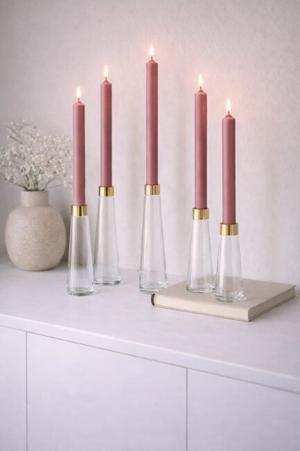 Stabkerzen extra lang altrosa 10 St&uuml;ck L&auml;nge 25cm