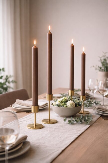 Stabkerzen extra lang braun 10 St&uuml;ck L&auml;nge 25cm