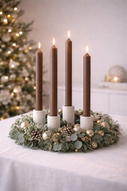 Stabkerzen extra lang braun 10 St&uuml;ck L&auml;nge 25cm