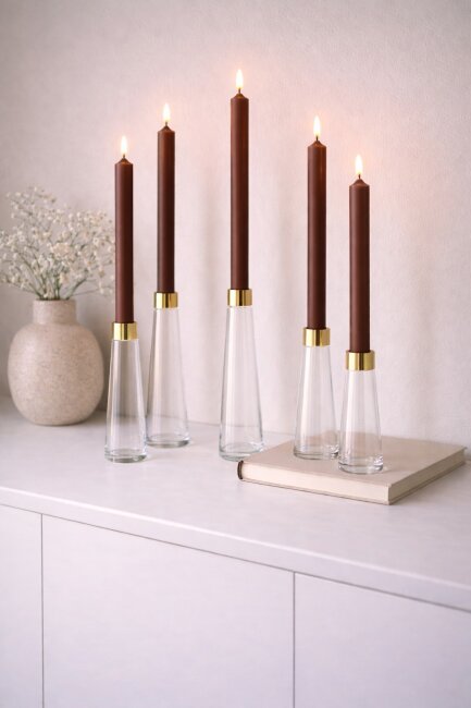 Stabkerzen extra lang braun 10 St&uuml;ck L&auml;nge 25cm