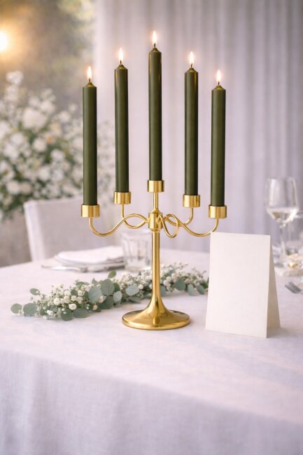 Stabkerzen extra lang olivgr&uuml;n 10 St&uuml;ck L&auml;nge 25cm