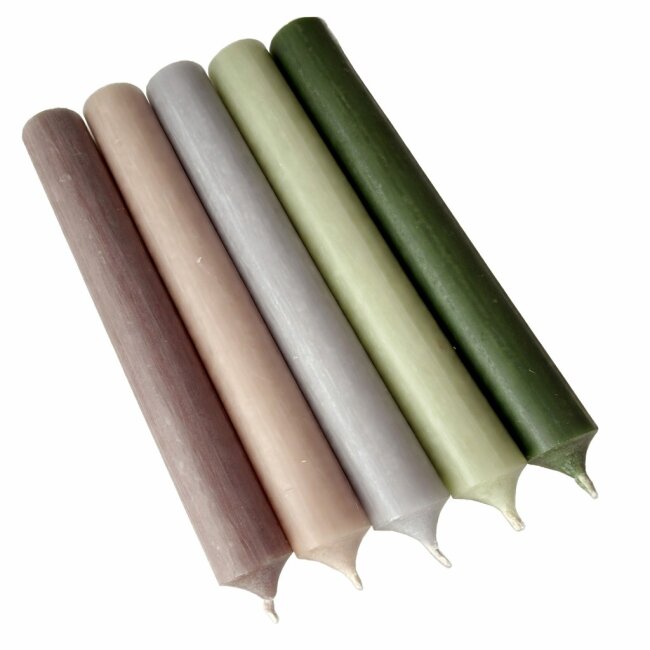 25 Stabkerzen Pastellfarben durchgef&auml;rbt 18 cm/2,2 cm