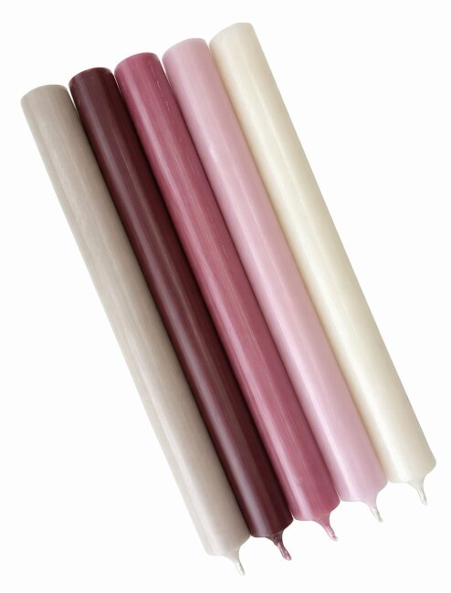 Lange Stabkerzen Farbmix  Velvet Ros&eacute; durchgef&auml;rbt 25cm &Oslash; 2,2 cm 25 St&uuml;ck