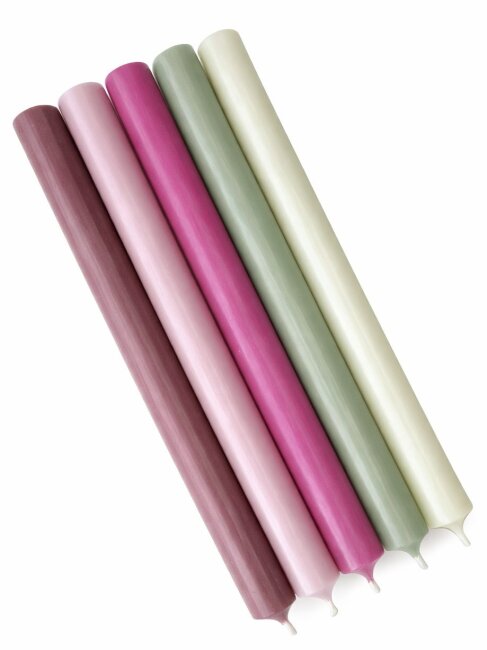 Lange Stabkerzen Farbmix  Bl&uuml;tenzauber durchgef&auml;rbt 25cm &Oslash; 2,2 cm 25 St&uuml;ck