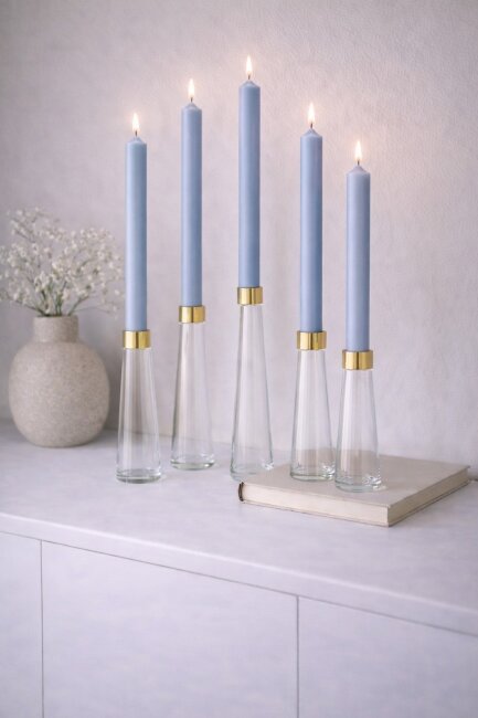 Stabkerzen extra lang taubenblau 10 St&uuml;ck L&auml;nge 25cm