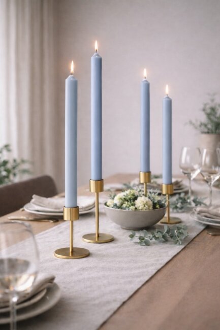 Stabkerzen extra lang taubenblau 10 St&uuml;ck L&auml;nge 25cm