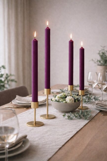 Stabkerzen extra lang aubergine 10 St&uuml;ck L&auml;nge 25cm