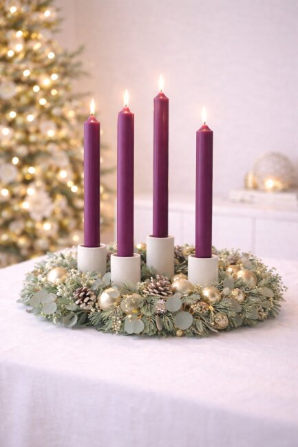 Stabkerzen extra lang aubergine 10 St&uuml;ck L&auml;nge 25cm