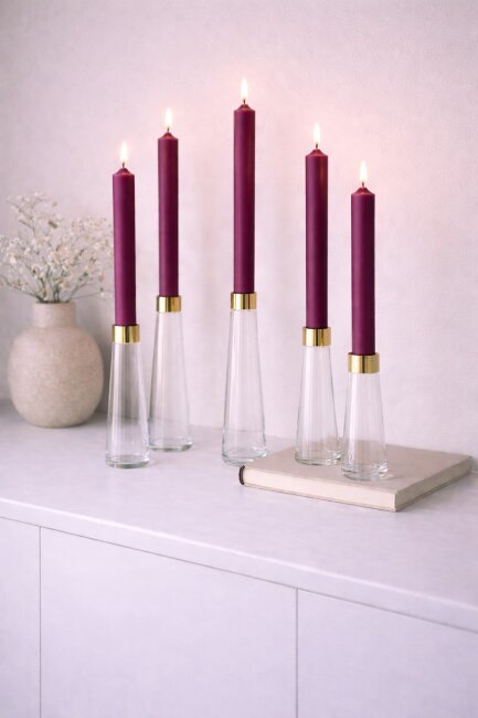 Stabkerzen extra lang aubergine 10 St&uuml;ck L&auml;nge 25cm