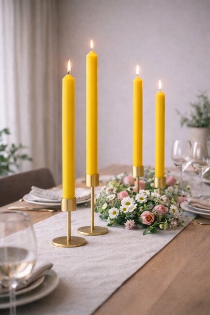 Stabkerzen extra lang gelb 10 St&uuml;ck L&auml;nge 25cm