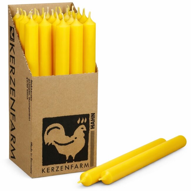Stabkerzen extra lang gelb 10 St&uuml;ck L&auml;nge 25cm