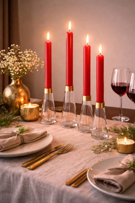 Stabkerzen extra lang rot 10 St&uuml;ck L&auml;nge 25cm