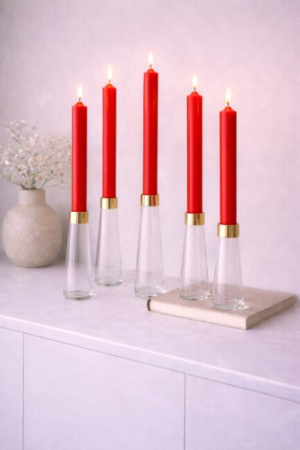 Stabkerzen extra lang rot 10 St&uuml;ck L&auml;nge 25cm