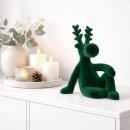 Dekofigur sitzender Elch Samt dunkelgr&uuml;n