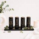 Stumpenkerzen Adventszahlen schwarz &amp; gold 4 St&uuml;ck