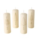 Stumpenkerzen Adventszahlen creme &amp; gold 4 St&uuml;ck