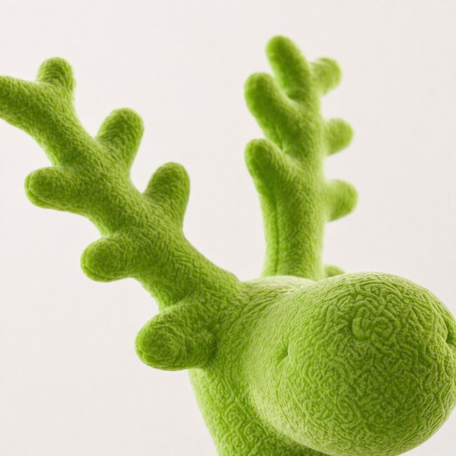 Dekofigur sitzender Elch Samt gr&uuml;n