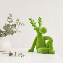 Dekofigur sitzender Elch Samt gr&uuml;n