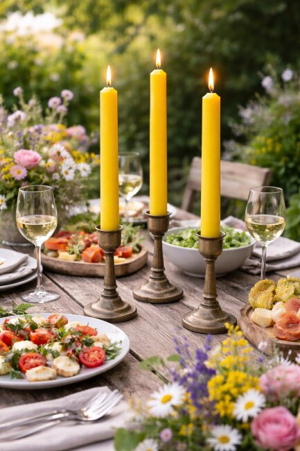 Lange Stabkerzen Farbmix  Sunset Vibes durchgef&auml;rbt 25cm &Oslash; 2,2 cm 25 St&uuml;ck