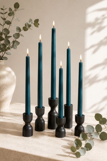 Stabkerzen extra lang petrol / ozean-blau 10 St&uuml;ck L&auml;nge 25cm