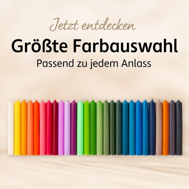 Stabkerzen Set Grau &ndash; 3 Gr&ouml;&szlig;en (25, 18 &amp; 10 cm) &ndash; 12 St&uuml;ck