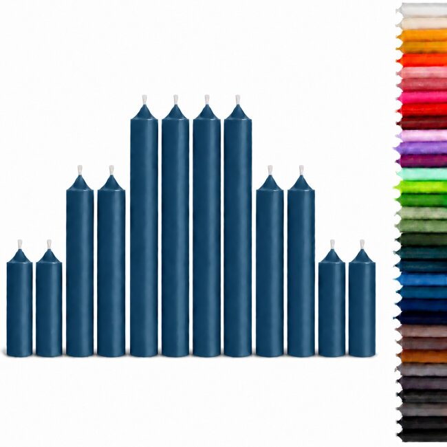 Stabkerzen Set Petrol / Ozean-Blau &ndash; 3 Gr&ouml;&szlig;en (25, 18 &amp; 10 cm) &ndash; 12 St&uuml;ck