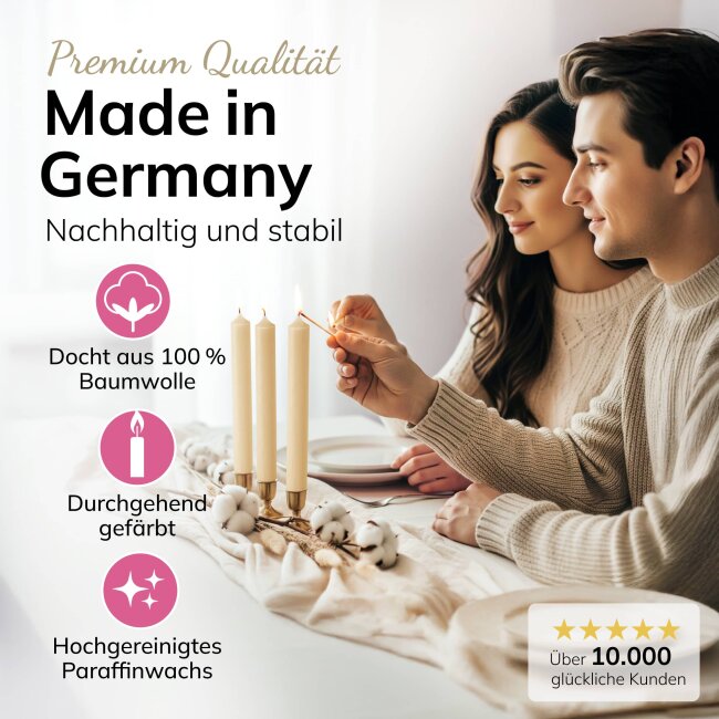 Stabkerzen Set Pastell-Rosa &ndash; 3 Gr&ouml;&szlig;en (25, 18 &amp; 10 cm) &ndash; 12 St&uuml;ck