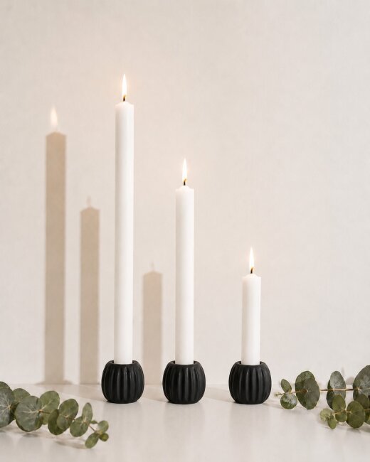 Stabkerzen Set Wei&szlig; &ndash; 3 Gr&ouml;&szlig;en (25, 18 &amp; 10 cm) &ndash; 12 St&uuml;ck